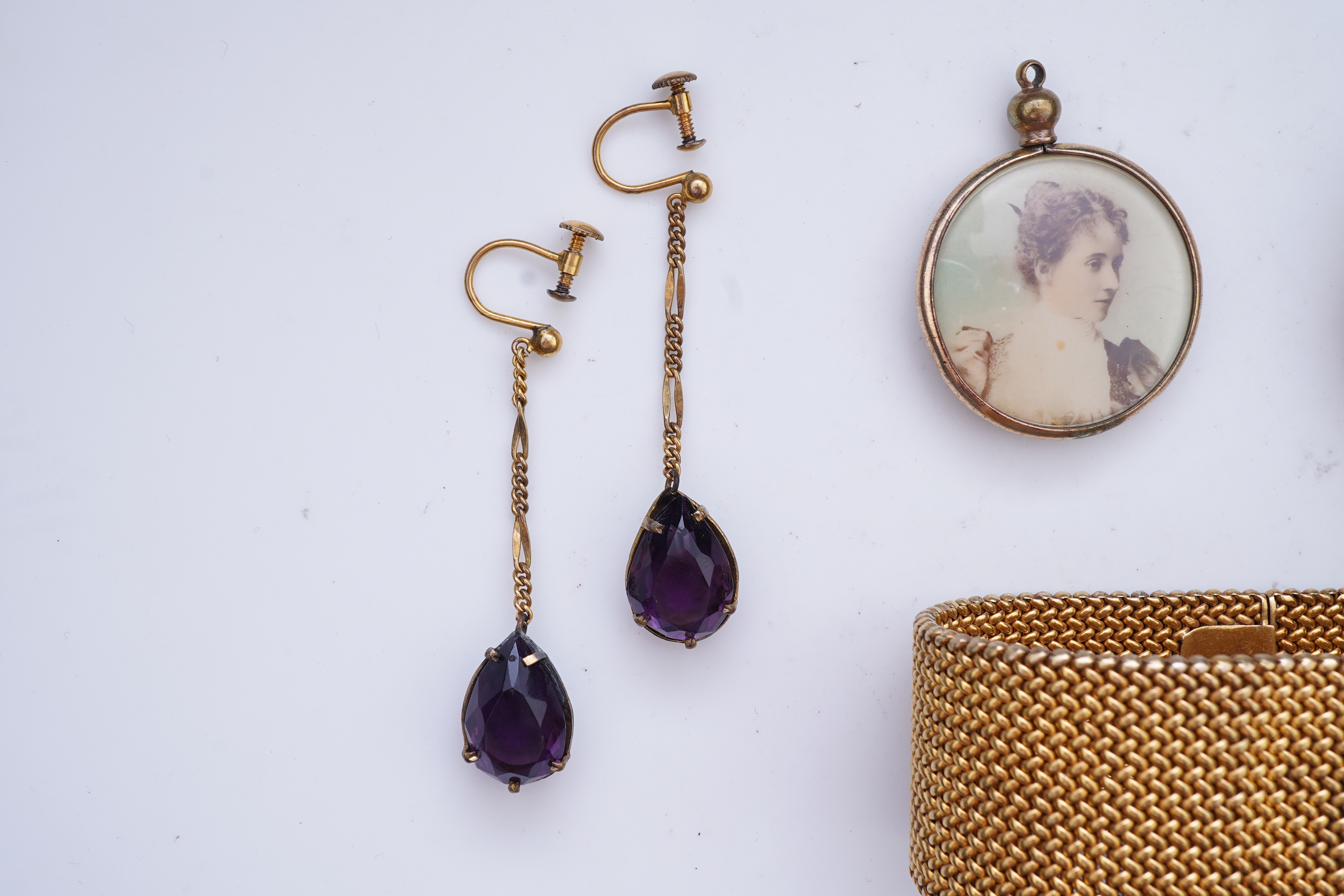 A group of antique gilt metal jewellery, 19th century